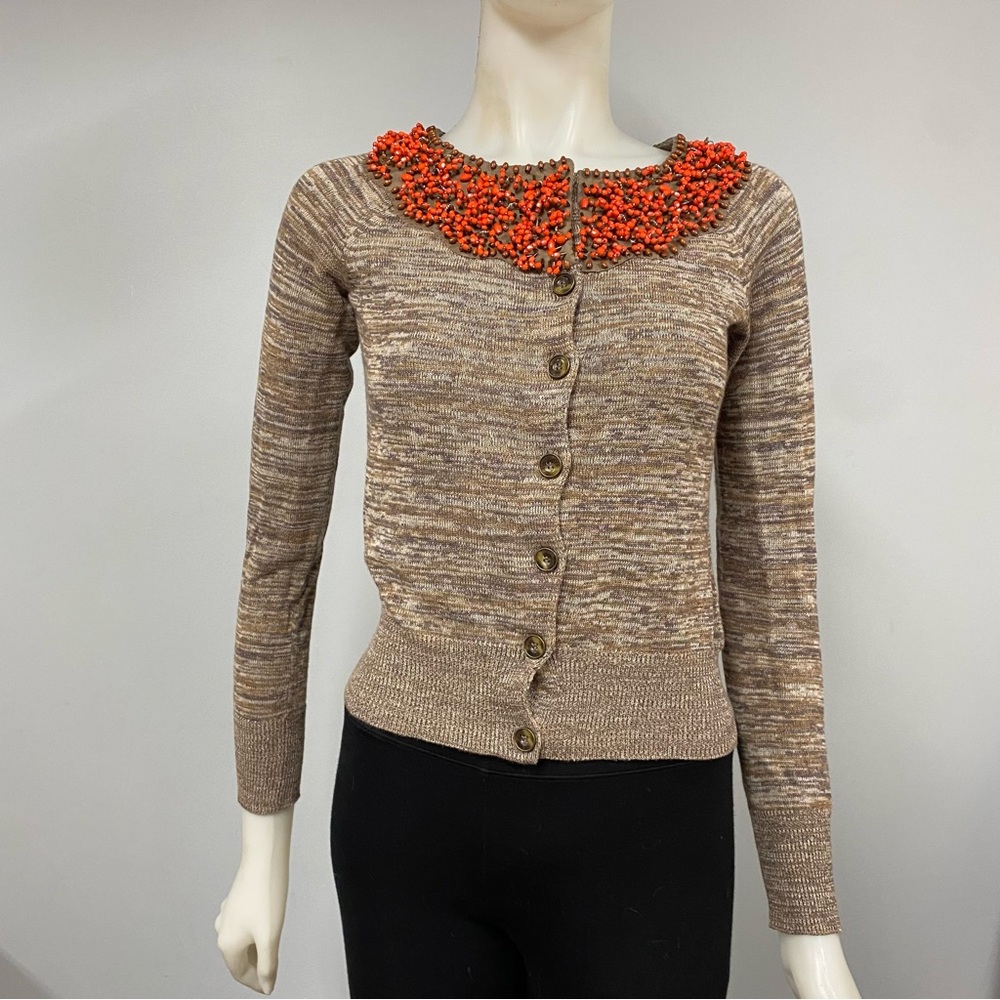 Anthropologie MOTH beaded crop cardigan sweater